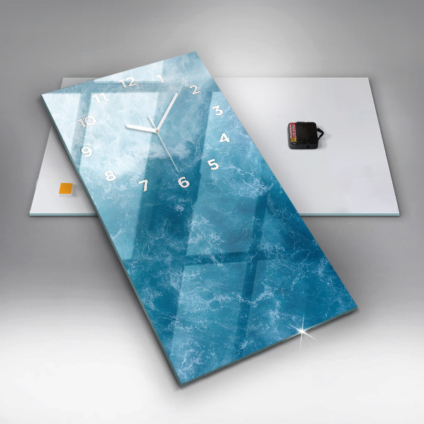 Ceas vertical de perete din sticlă Apa de mare