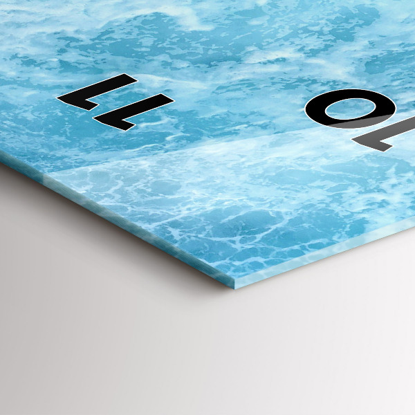 Ceas vertical de perete din sticlă Apa de mare