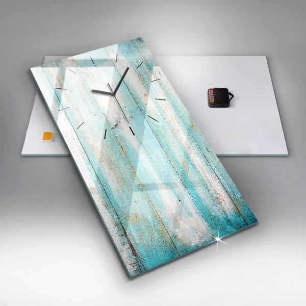 Ceas vertical de perete din sticlă Placi albastre