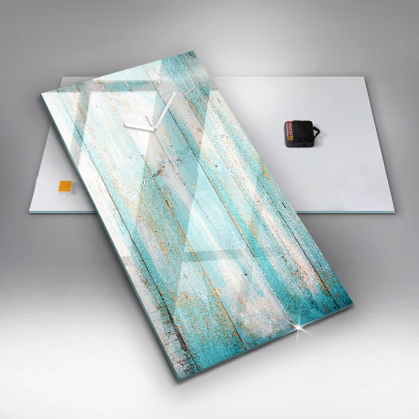 Ceas vertical de perete din sticlă Placi albastre