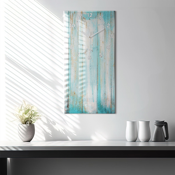 Ceas vertical de perete din sticlă Placi albastre