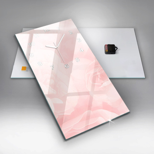 Ceas vertical de perete din sticlă Trandafiri înfloriți