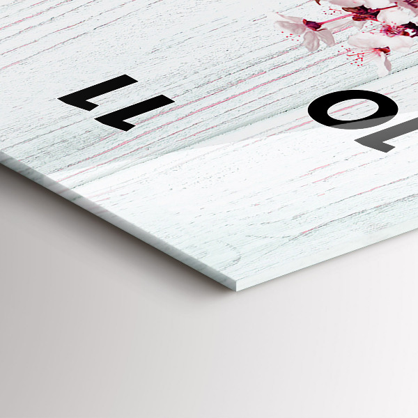 Ceas vertical de perete din sticlă Flori de primavara