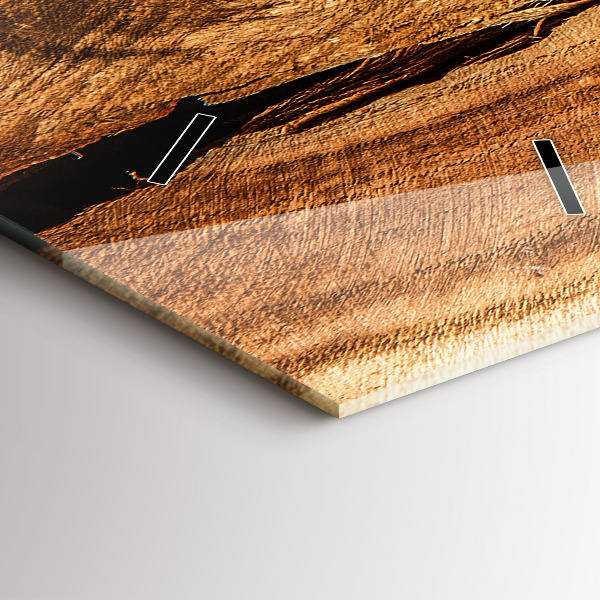 Ceas vertical de perete din sticlă Textura lemnului