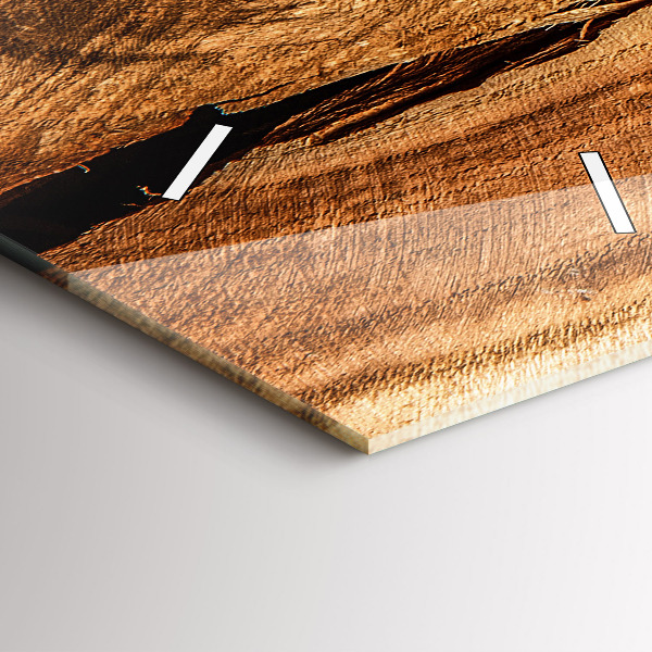 Ceas vertical de perete din sticlă Textura lemnului