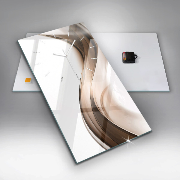Ceas vertical de perete din sticlă Abstracția liniilor
