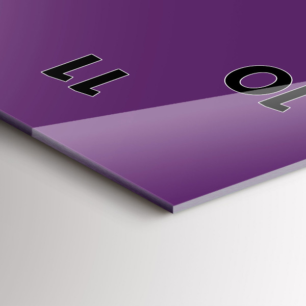 Ceas vertical de perete din sticlă Violet