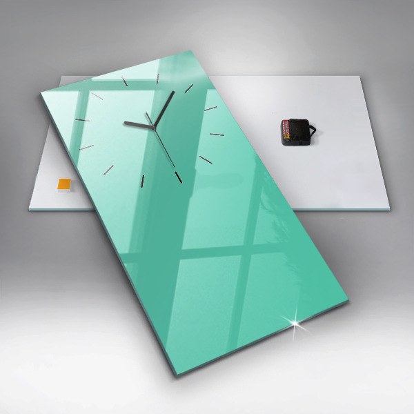 Ceas vertical de perete din sticlă Culoare turcoaz
