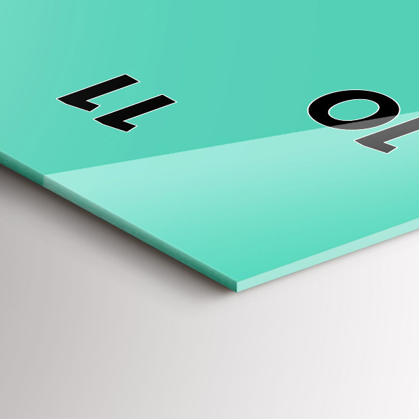 Ceas vertical de perete din sticlă Culoare turcoaz