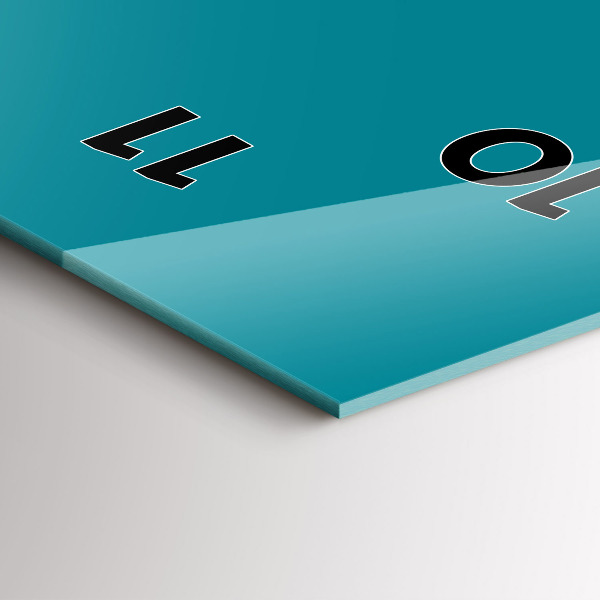 Ceas vertical de perete din sticlă Culoarea mării