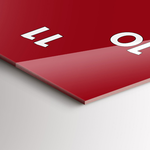 Ceas vertical de perete din sticlă Culoare roșu