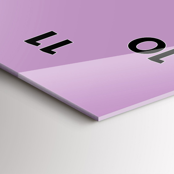 Ceas vertical de perete din sticlă Culoare liliac