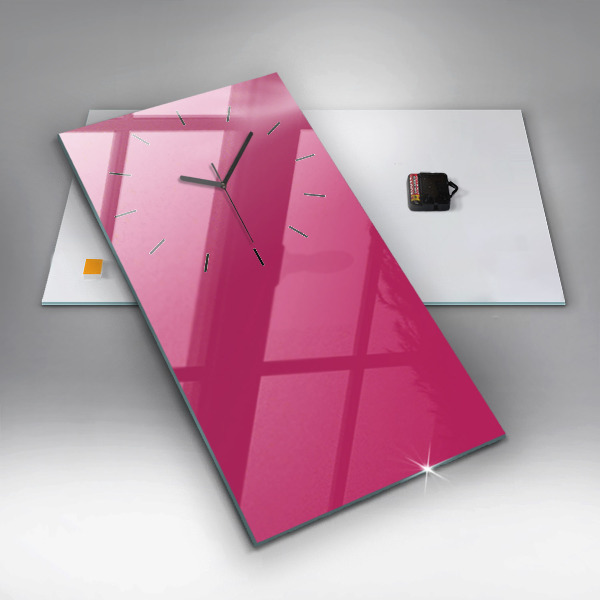 Ceas vertical de perete din sticlă Culoare roz puternic