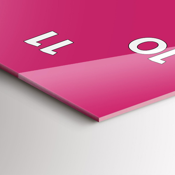 Ceas vertical de perete din sticlă Culoare roz puternic