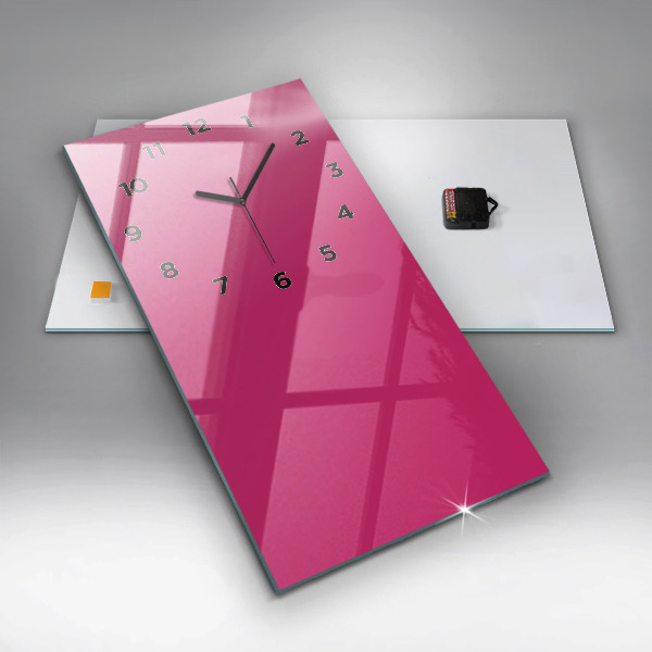 Ceas vertical de perete din sticlă Culoare roz puternic
