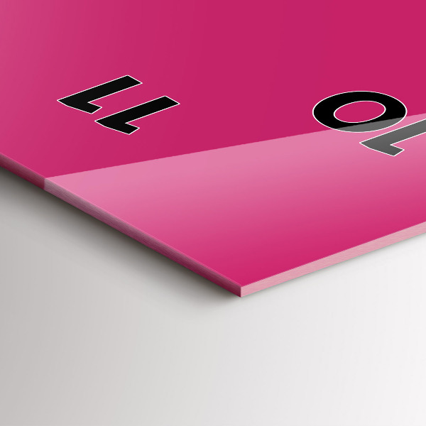 Ceas vertical de perete din sticlă Culoare roz puternic