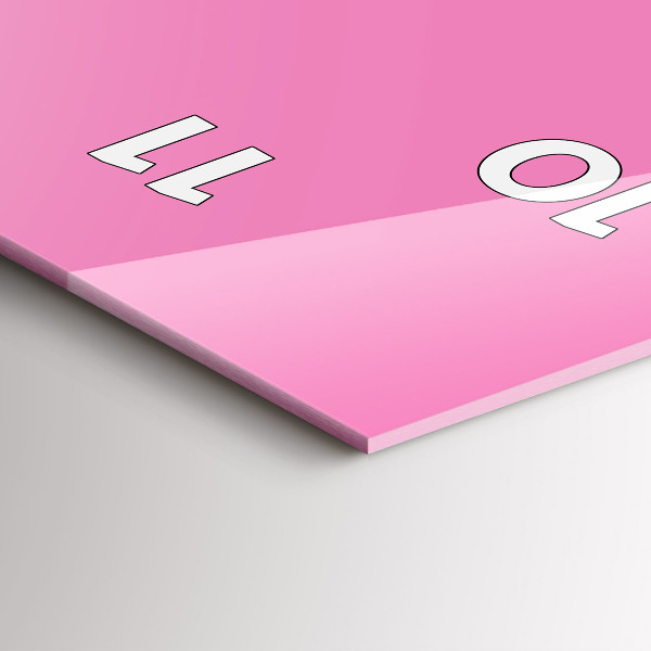 Ceas vertical de perete din sticlă Culoare roz