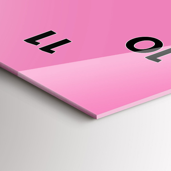 Ceas vertical de perete din sticlă Culoare roz