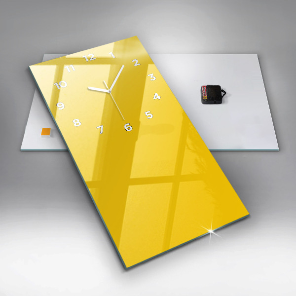 Ceas vertical de perete din sticlă Culoare galben deschis