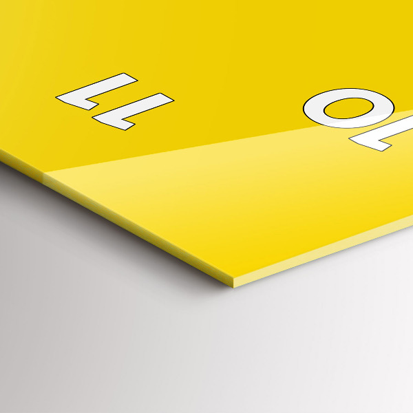 Ceas vertical de perete din sticlă Culoare galben deschis