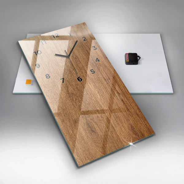 Ceas vertical de perete din sticlă Lemn deschis