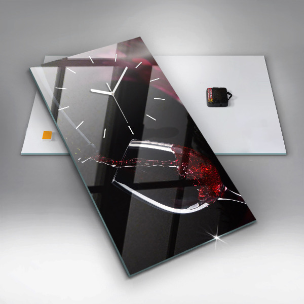 Ceas vertical de perete din sticlă Vin roșu