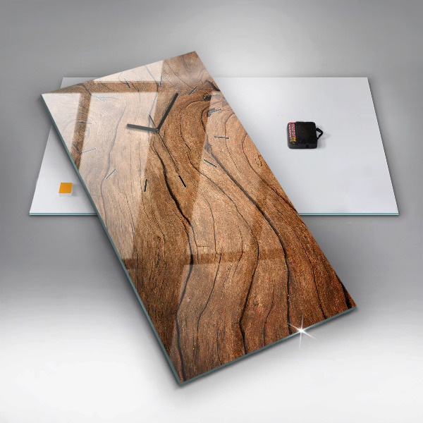 Ceas vertical de perete din sticlă Lemn vechi