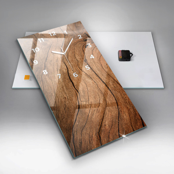 Ceas vertical de perete din sticlă Lemn vechi