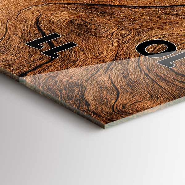 Ceas vertical de perete din sticlă Lemn vechi