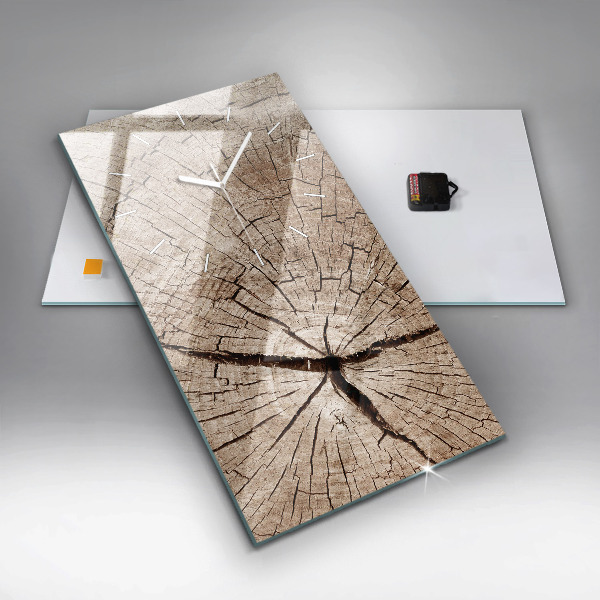 Ceas vertical de perete din sticlă ciot de lemn vechi