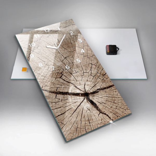 Ceas vertical de perete din sticlă ciot de lemn vechi