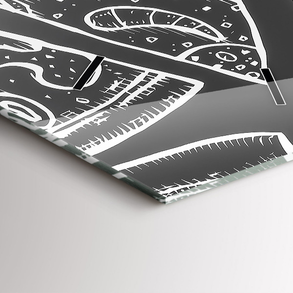 Ceas vertical de perete din sticlă Pizza pictata