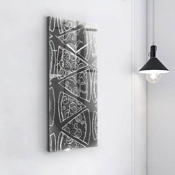 Ceas vertical de perete din sticlă Pizza pictata