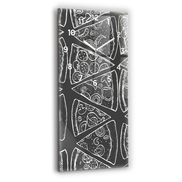 Ceas vertical de perete din sticlă Pizza pictata