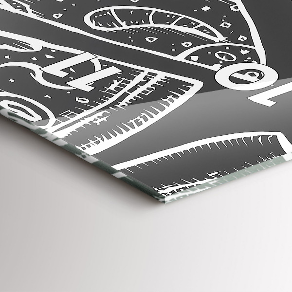 Ceas vertical de perete din sticlă Pizza pictata