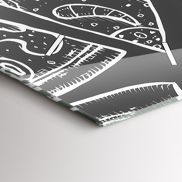 Ceas vertical de perete din sticlă Pizza pictata