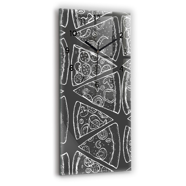 Ceas vertical de perete din sticlă Pizza pictata
