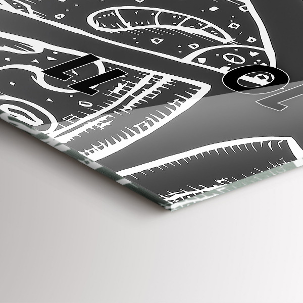 Ceas vertical de perete din sticlă Pizza pictata