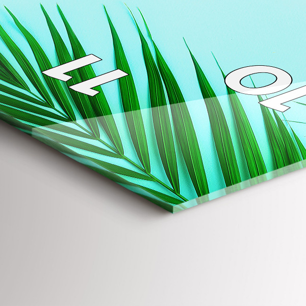 Ceas vertical de perete din sticlă Palmieri verzi