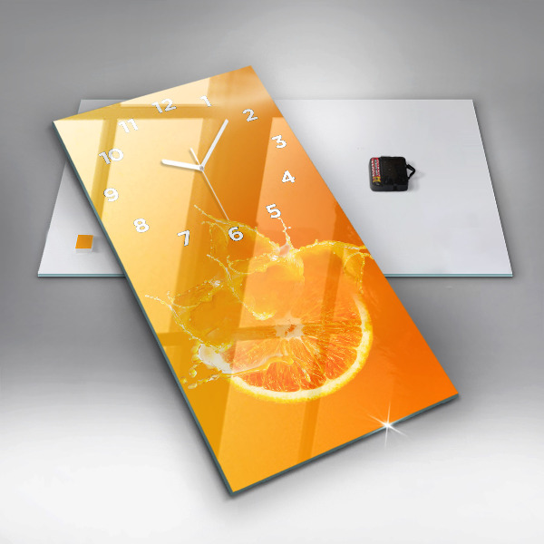 Ceas vertical de perete din sticlă Portocale