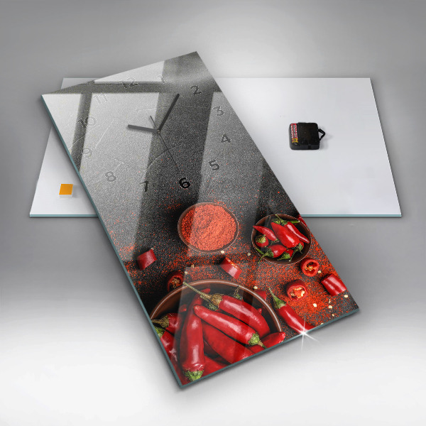 Ceas vertical de perete din sticlă Ardei roșii