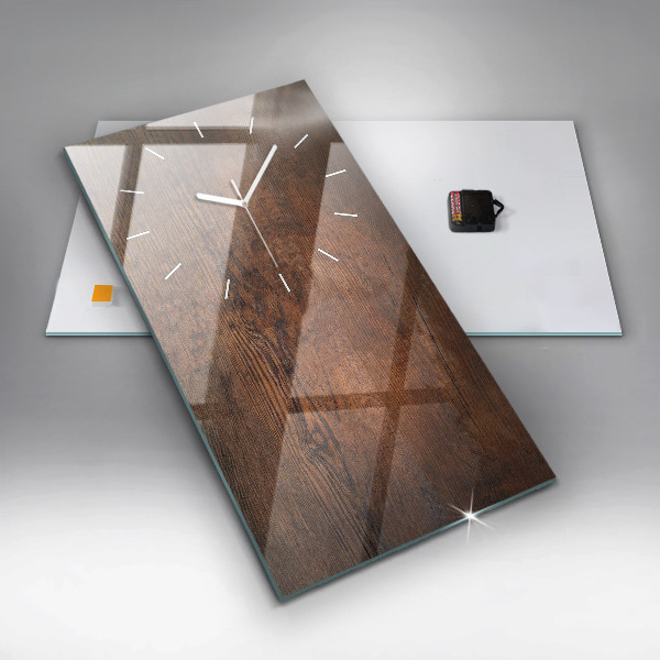 Ceas vertical de perete din sticlă Lemn vechi