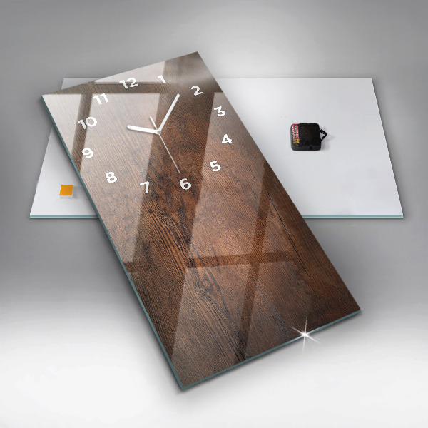 Ceas vertical de perete din sticlă Lemn vechi