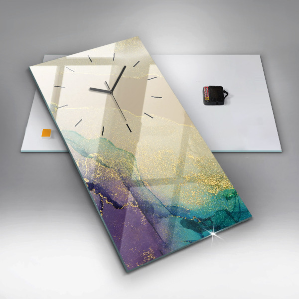 Ceas vertical de perete din sticlă Abstracția culorilor