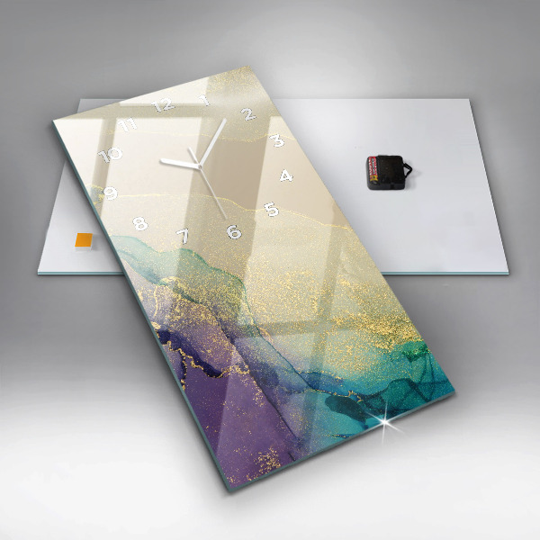 Ceas vertical de perete din sticlă Abstracția culorilor