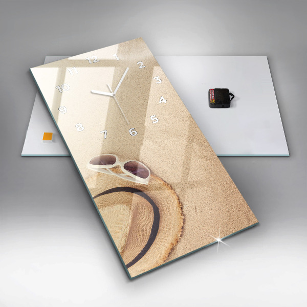 Ceas vertical de perete din sticlă Abstracția aurie