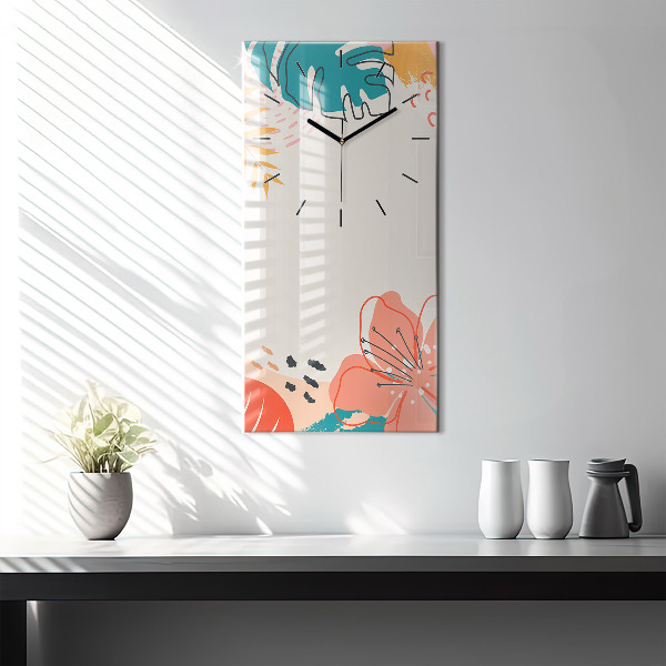 Ceas vertical de perete din sticlă Plante hawaiene