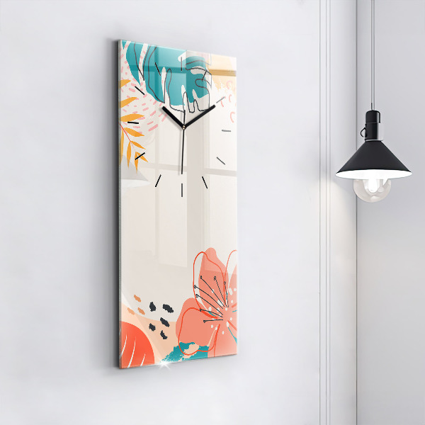 Ceas vertical de perete din sticlă Plante hawaiene