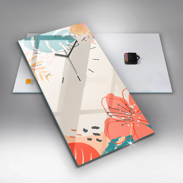 Ceas vertical de perete din sticlă Plante hawaiene