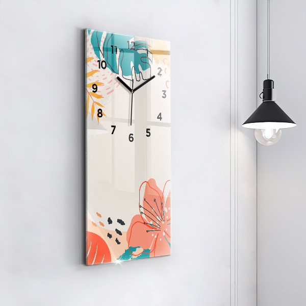 Ceas vertical de perete din sticlă Plante hawaiene